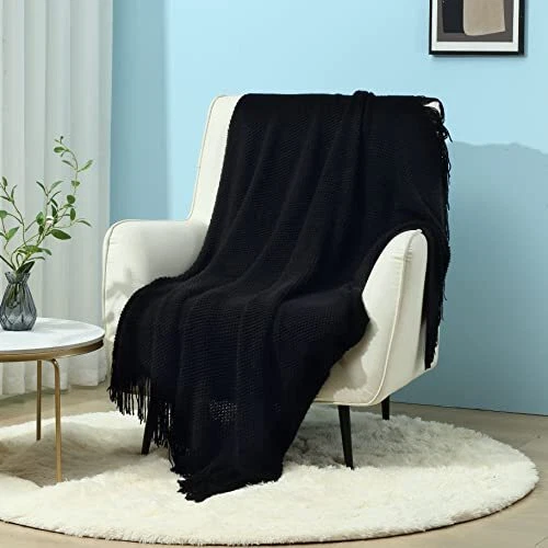  Farmhouse Couch Sofa Throw Blanket for Bedroom Living Room Black Dot - Image 1 of 4