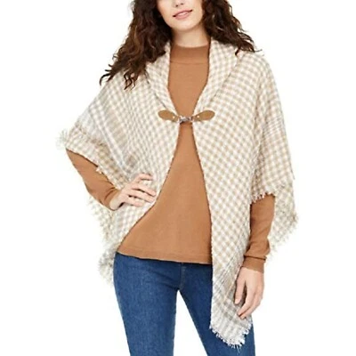 Mini-Xadrez Feminino Toggle Topper Cachecol Poncho Bege Tamanho Único Outfit Formula Novo com etiquetas - Imagem 1 de 2