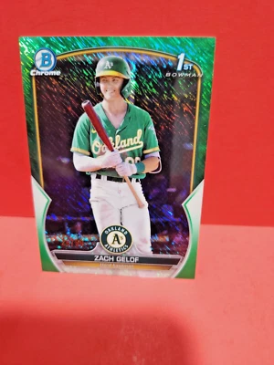 2023⚾ Bowman ✨Zach Gelof✨ Green Shimmer 28/99👀 BCP-1 Oakland A's - Image 1 of 3
