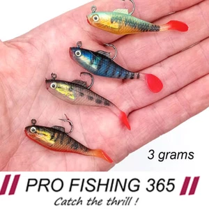 Perch Fishing lures Soft Plastic Trout Chub Candy Weighted Jig Heads - Picture 1 of 16