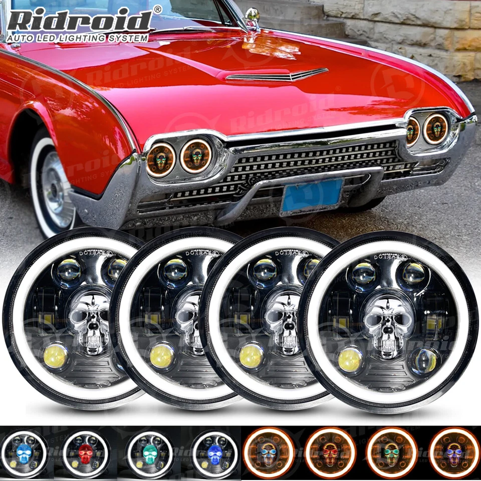 Faros LED RGB de 5,75" DRL para Ford Thunderbird 1958-76 Galaxie 500 62-74 4 piezas Foto 1 de 4