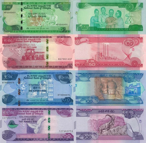 Ethiopia 4 PCS Set: 10, 50, 100, 200 Birr (2012/2020) - New Series All p-New UNC Cover