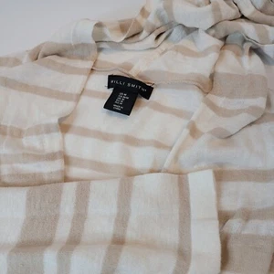Willi Smith, elfenbein/hellbraun gestreifter Cardigan Pullover mit Kapuze, M - Bild 1 von 5