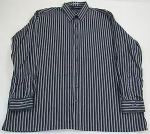 J Ferrar Shirt Mens 2XLT XXL Tall Black White Striped - Picture 1 of 13