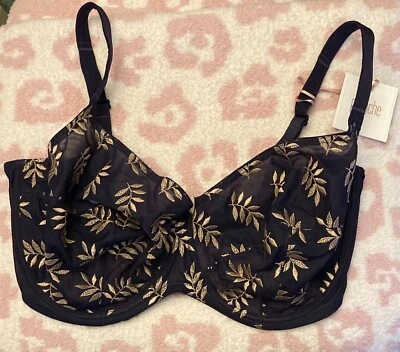 Nuevo sujetador Panache para mujer Tango con aros Balconnet (9071), azul marino/dorado, talla 40G Foto 1 de 4