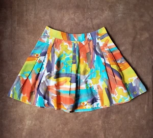 FLASH SALE DKNY bunter leichter kurzer Baumwoll-Faltenrock 14 gebraucht, in einwandfreiem Zustand - Bild 1 von 10