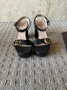 Gucci Marmont Platform Black Sandals 37 - Picture 1 of 9