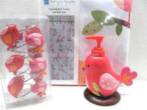 Floral Bath w Pink Birds INSPIRATIONAL TWEETS 3 piece Set Make Your Tweets Count - Picture 1 of 9