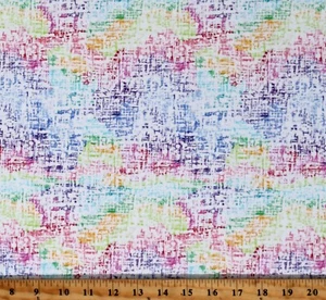 Cotton Rainbow Wonderland Colorful Textured White Fabric Print by Yard D142.22 - Picture 1 of 1