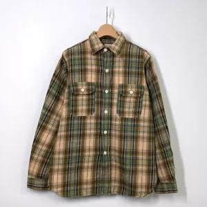 Warehouse Flannel Western Check Shirt Medium Green From Japan - Picture 1 of 5