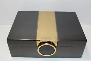 Grey and Polished Gold Humidor 11 3/8 " L x 8 1/4" x 4" H showroom model - Picture 1 of 12