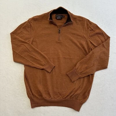 Suéter Negro Marrón 1826 Para Hombre XL Lana Merino Naranja Pullover 1/4 Cremallera Italia Foto 1 de 4