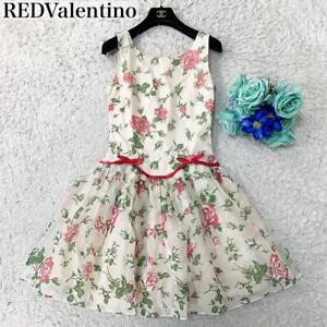 Red Valentino Silk Organdy Floral Print Mini Dress Size 38 From Japan