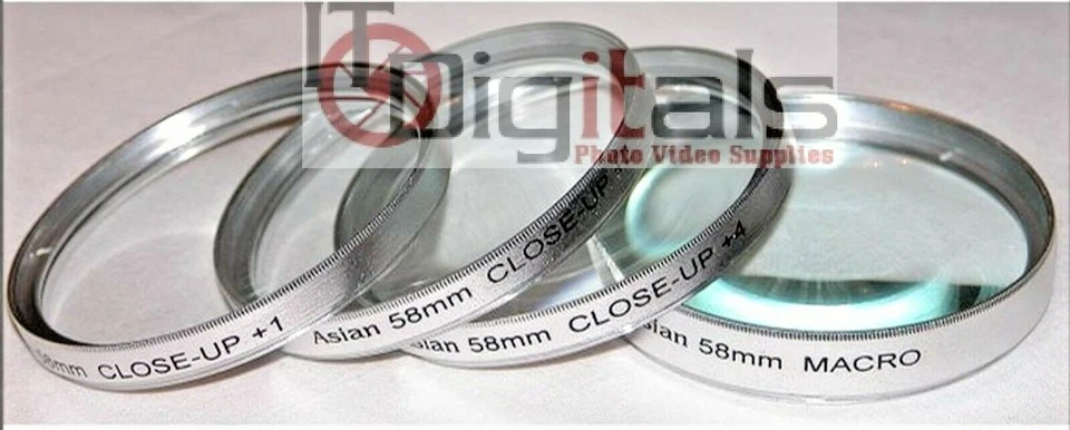 58mm +1 +2 +4 & MACRO +10 CLOSE-UP LENS FILTER SET KIT 58 mm   - Image 1 of 1