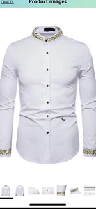WHATLEES Mens Hipster Casual Slim Fit Long Sleeve Embroidery Dress Shirt - Picture 1 of 3