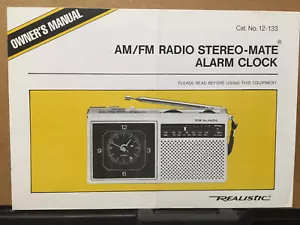 Owner Manual for Realistic 12-133 Radio Stereo-Mate Alarm Clock Original - Picture 1 of 1