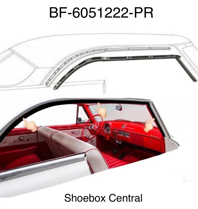 Vedações de trilho de teto rígido 1952 1953 1954 Ford Victoria - Imagem 1 de 4