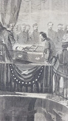 President Lincoln's Funeral - viewing the body  1865  vintage print - Image 1 of 2