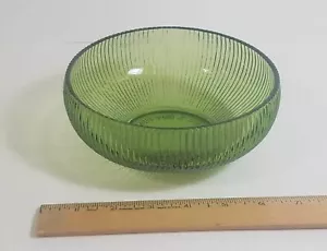 Vintage EO BRODY Co ciotola di vetro a coste verde Cleveland OH. Piatto caramelle made in USA - Foto 1 di 10