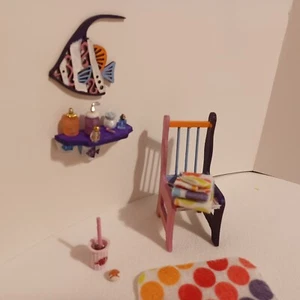 Miniature dollhouse accessories lot fish chair / shelf Perfume Soap Toilet Brush - Picture 1 of 11