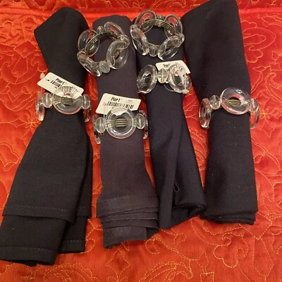 Juego de 6 servilleteros vintage pier 1 círculos de acrílico transparente y alambre de metal bronce Foto 1 de 4