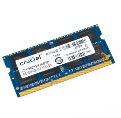 4GB RAM For Crucial 2RX8 PC3-10600S DDR3 1333Mhz Laptop Memory SODIMM Tested .*# - Image 1 of 4