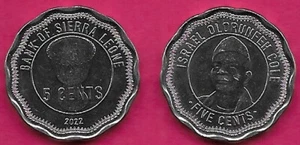 SIERRA LEONE 5 CENTESIMI 2022 UNC 1 ANNO TIPO,DJEMBE,RITRATTO DI ISRAELE OLORUNFEH CO - Foto 1 di 1