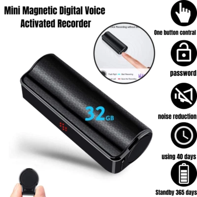 16/32GB Magnetic Spy Digital Voice Activated Recorder Mini AudioSound Dictaphone - Image 1 of 4