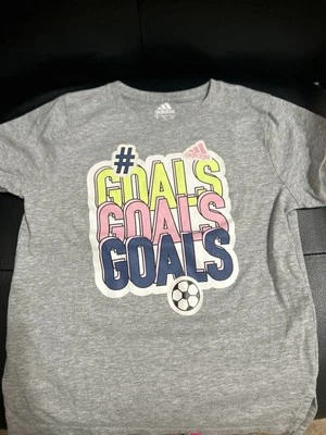 Adidas Girl’s 7/8 Small Gray Short Sleeve Tee Shirt - Image 1 of 3