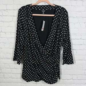 Blusa Ralph Lauren Imitación Envolvente Mujer Plus 2X Lunares Tejido Líquido Fluido Preppy - Imagen 1 de 9