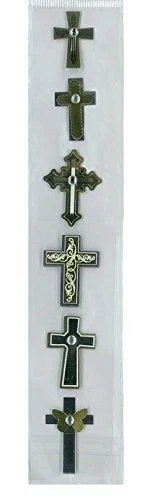 Gold & Silver Foil Cross 3d Stickers with Rhinestones - Image 1 of 1