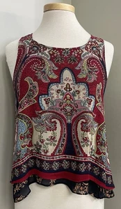 Top trasero cruzado Anthropologie Patrons Of Peace damas M estampado bohemio - Imagen 1 de 7