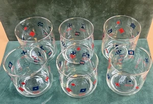Lotto 6 bicchieri bandiera nautica marittima vintage Barware Exxon Esso Highball Libbey - Foto 1 di 6