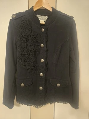 Nick & Mo Blk Lrg Crochet & Lace-apps 100% Cotton– Anthropologie Style Romantic  - Image 1 of 4