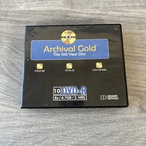 Delkin Devices Archival Gold The 100 Year Disc 10 DVD-R 8X / 4.7GB/ 2 HRS - Bild 1 von 4
