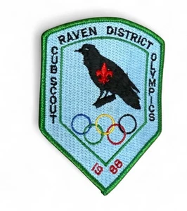 1988 RAVEN DISTRICT CUB SCOUT OLYMPICS Patch Houston area Vintage - Picture 1 of 4