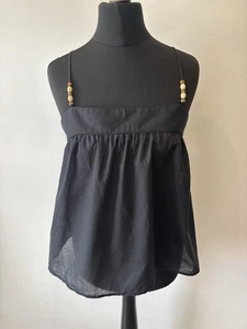Zara Beaded Strap Top Black Size M Bloggers Fav New With Tags - Picture 1 of 9