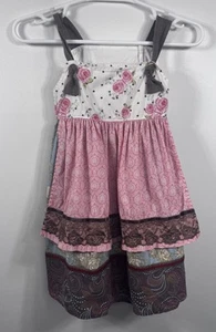 EUC Matilda Jane Gypsy Blue Eva Rose Knot Dress Size 6 Patchwork - Picture 1 of 6