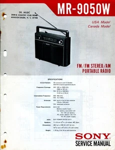 Sony MR-9050W FM/FM Stereo/ AM Tragbares Radio Serviceanleitung - Bild 1 von 2