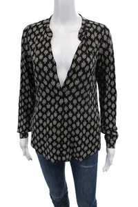 Velvet Womens Textured long Sleeve Pattern Button Blouse Black Size XS - Picture 1 of 7