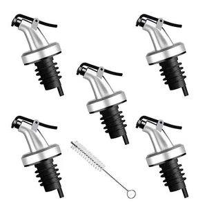 5 Pack Oil Spouts Olive Oil Vinegar Bottle Stopper Dispenser With Tube Brush Lea - Picture 1 of 7