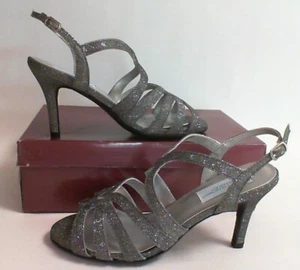 Dyeable Evening Shoes - Paisley - Pewter - Dark Grey Glitter - US 8B UK 6 #12D84 - Picture 1 of 7