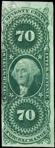U.S. Revenue: Scott R65a 70c Foreign Exchange imperforate, SCV = $750 - Picture 1 of 1