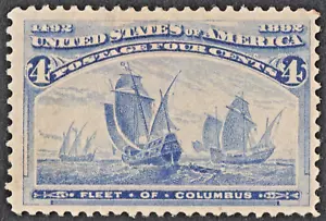 US Sc# 233 *MINT OG H* { F-VF 4c FLEET OF COLUMBUS } GREAT COLUMBIAN FROM 1893 - Picture 1 of 3