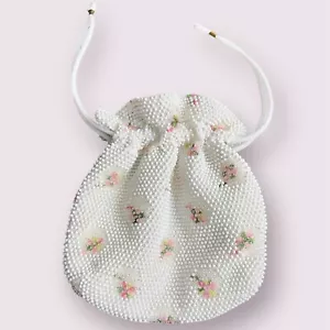 Borsa vintage in cordo lumured con perline (dentro e fuori) borsa con coulisse borsa pulita - Foto 1 di 12