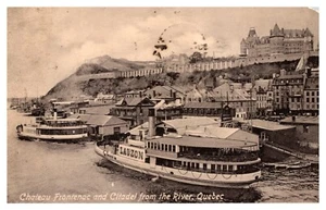 postcard Chateau Frontenac & Citadel from river 1914 Quebec Canada RPPC B0456 - Picture 1 of 2