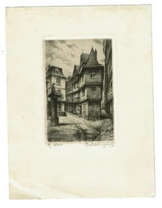 Originale Radierung Frankfurt am Main Goldhusgasse von Bernhard Liebig - Picture 1 of 1