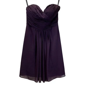 Bill Levkoff Strapless Dress Women 10 Plum Purple Chiffon Bridesmaid Prom Formal - Picture 1 of 13