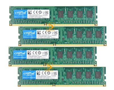Crucial 8 GB DDR3 RAM 4X 2 GB 2Rx8 PC3-12800 1600MHZ 240PIN DIMM Desktop Memory - Image 1 of 4