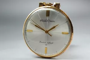 【Exc+5】 Vintage SEIKO Crown Pocket Watch 17001 Gold Hand Winding 21J From Japan - Picture 1 of 10